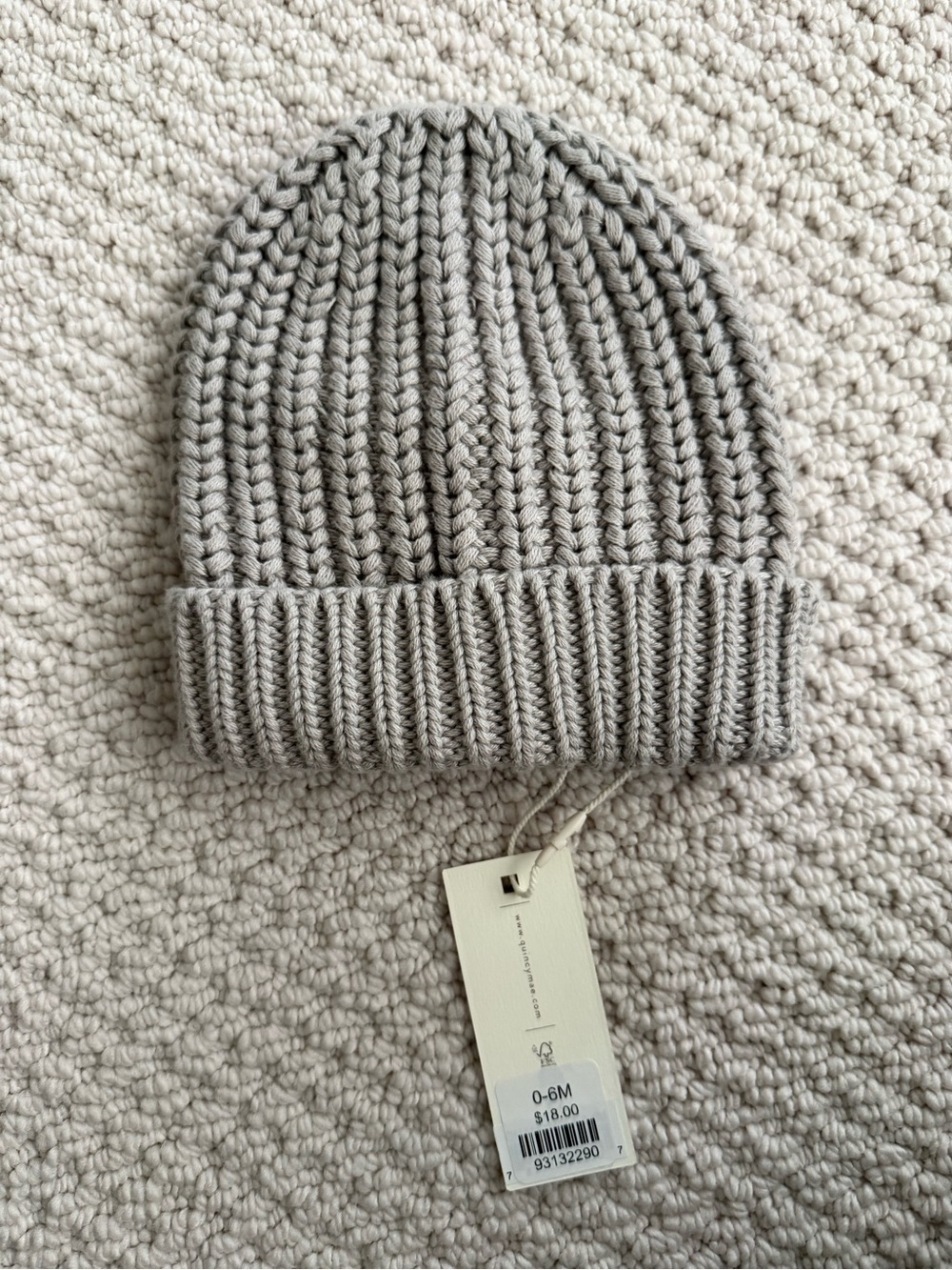 Quincy Mae knit beanie in light gray